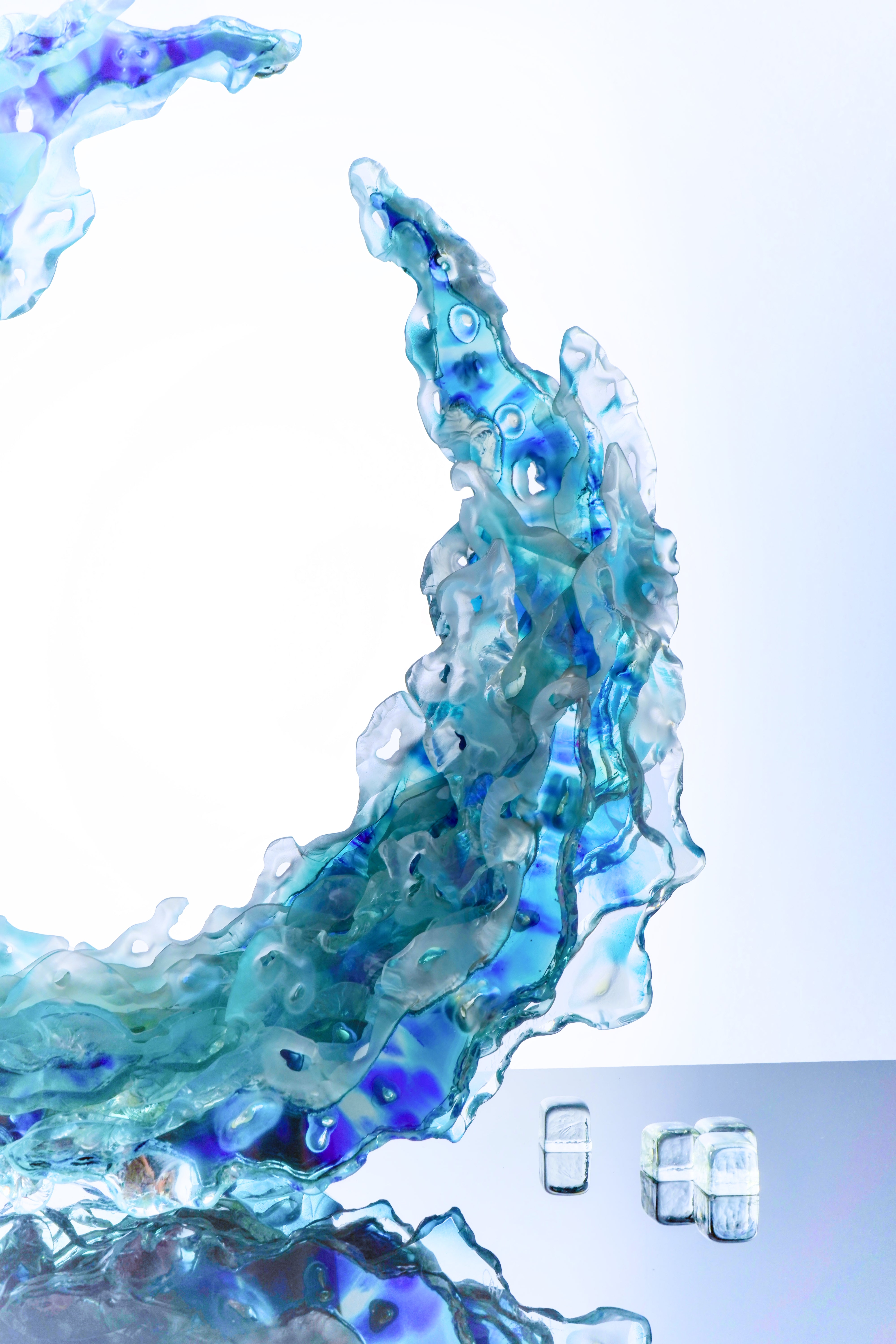 Jurgen Chaumarat - SPLASH Art Glass sculpture - Blue