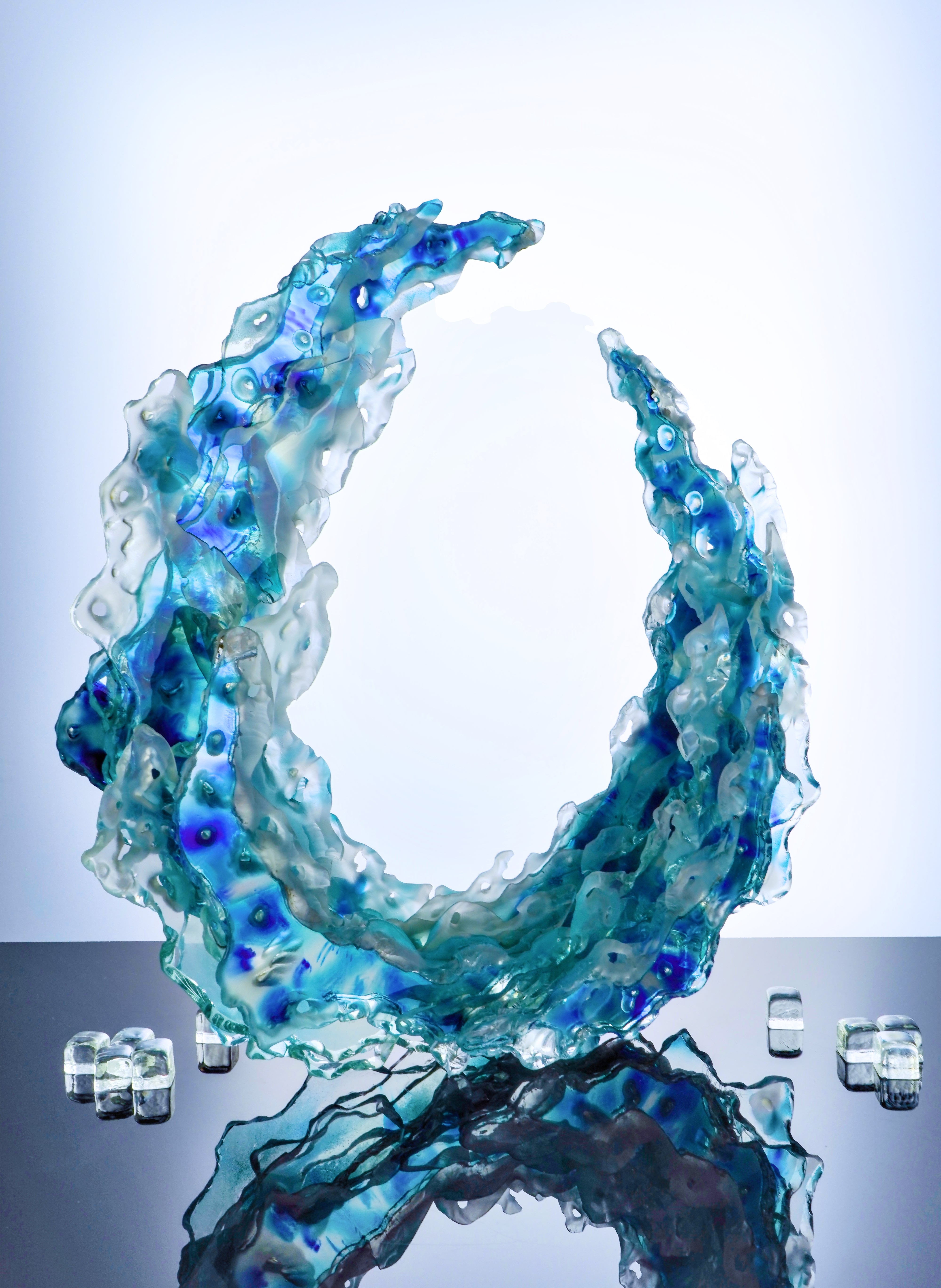 Jurgen Chaumarat - SPLASH Art Glass sculpture - Blue