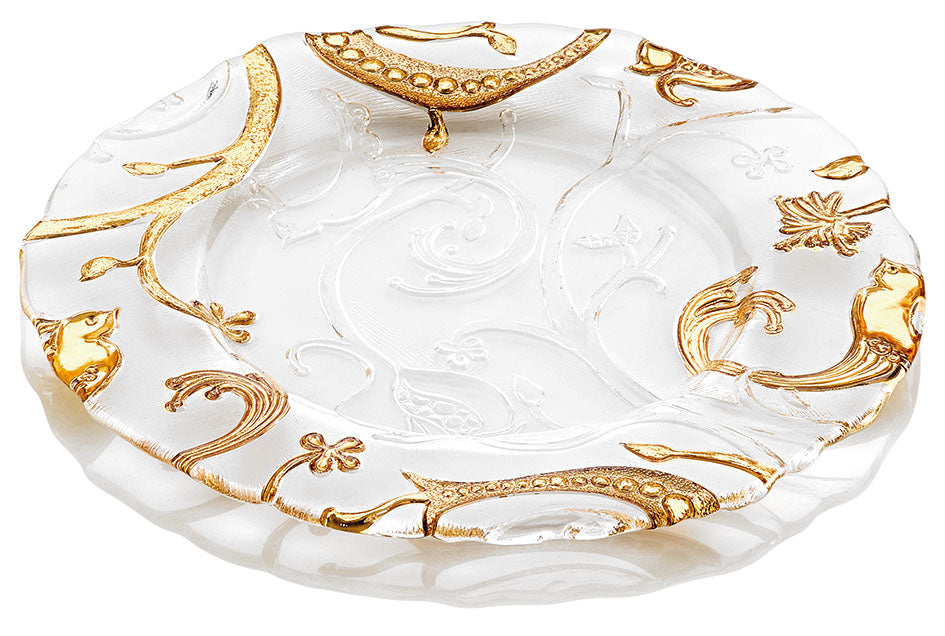 IVV Italian Glass - Secret Garden Charger Plate - Clear with Gold Decoration