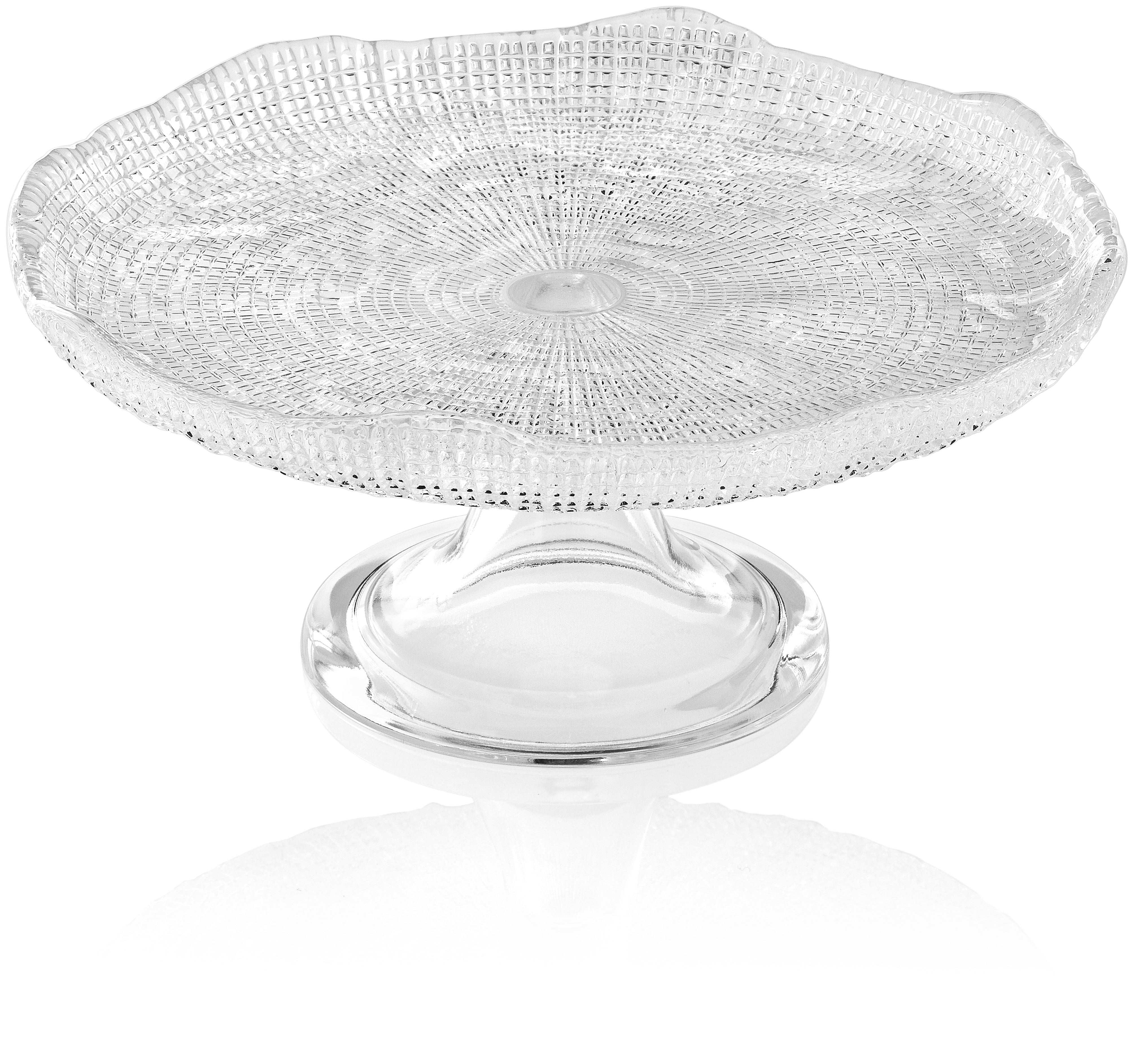 IVV Italian Glass - Diamond Footed Cake Plate - Clear