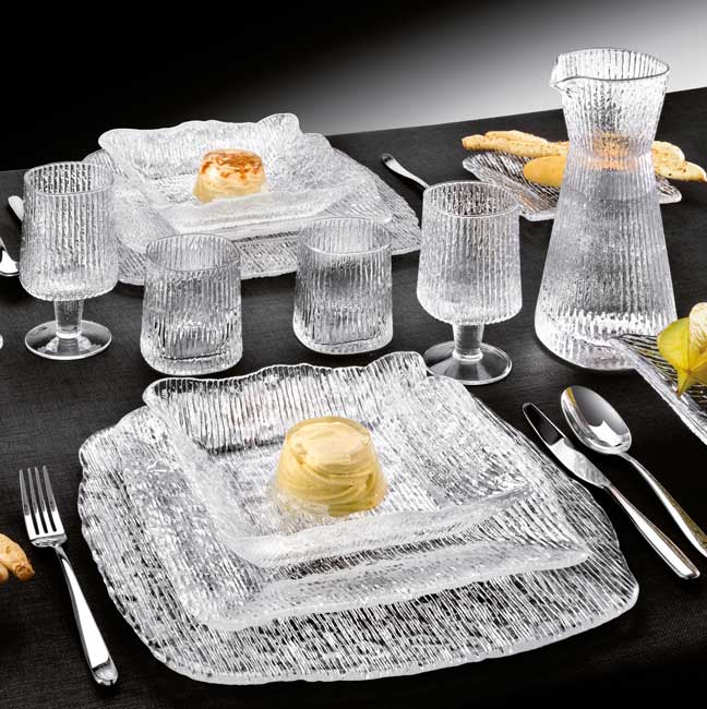 IVV Italian Glass - All In One Caviar Set - Clear With Metal Accessory