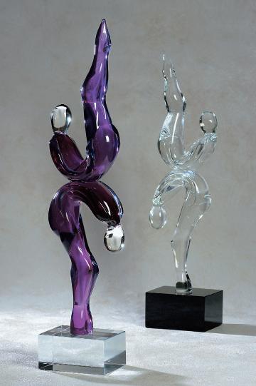 Formia Murano- Abstract Glass Sculpture - Clear with Black Base